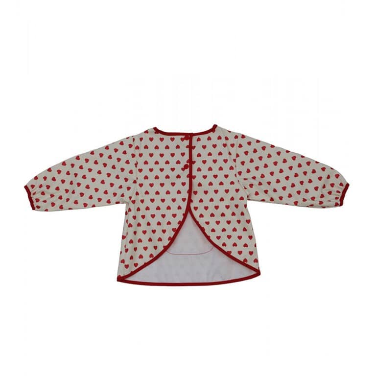 tablier manches longues coeurs rouges bonton