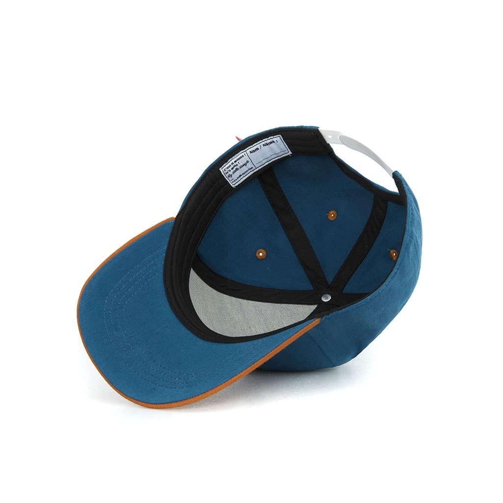 Casquette hello hossy bleu canard sur fond blanc