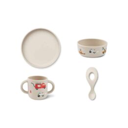 Set de vaisselle en silicone vivi liewood sur fond blanc