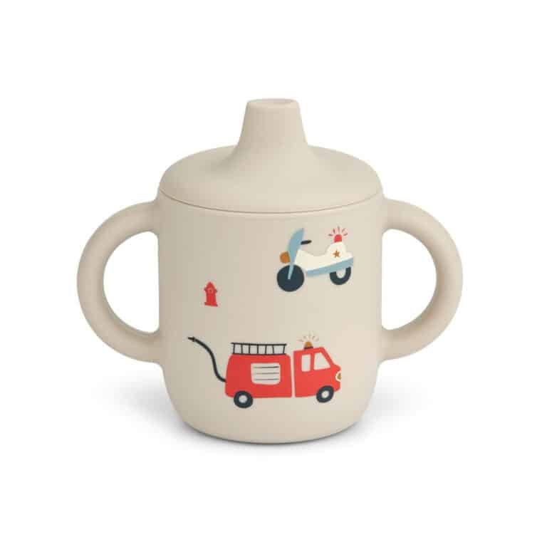 Tasse en silicone véhicules ugence liewood sur fond blanc