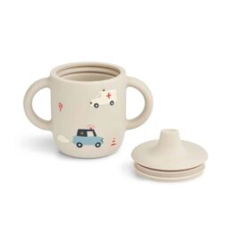 Tasse en silicone véhicules ugence liewood sur fond blanc