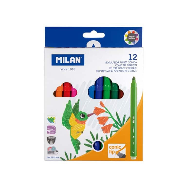 12 crayons feutres à la pointe conique de chez milan