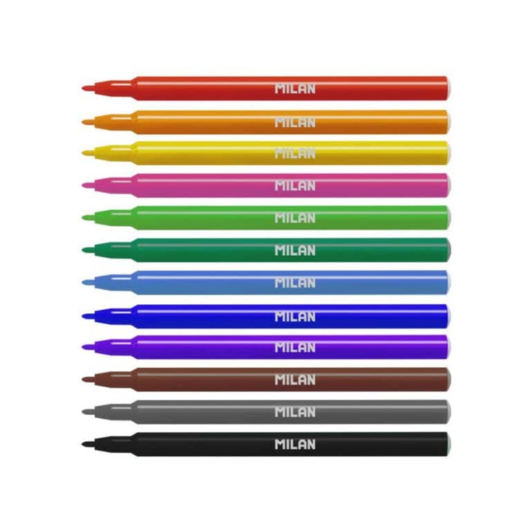 Boîte De 12 Feutres Pointes Fines A L'Eau - Milan