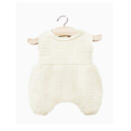 barboteuse gaze de coton écru, vue de face sur fond blanc