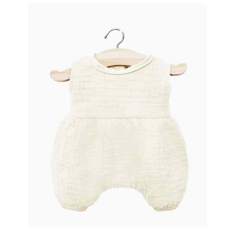 barboteuse gaze de coton écru, vue de face sur fond blanc