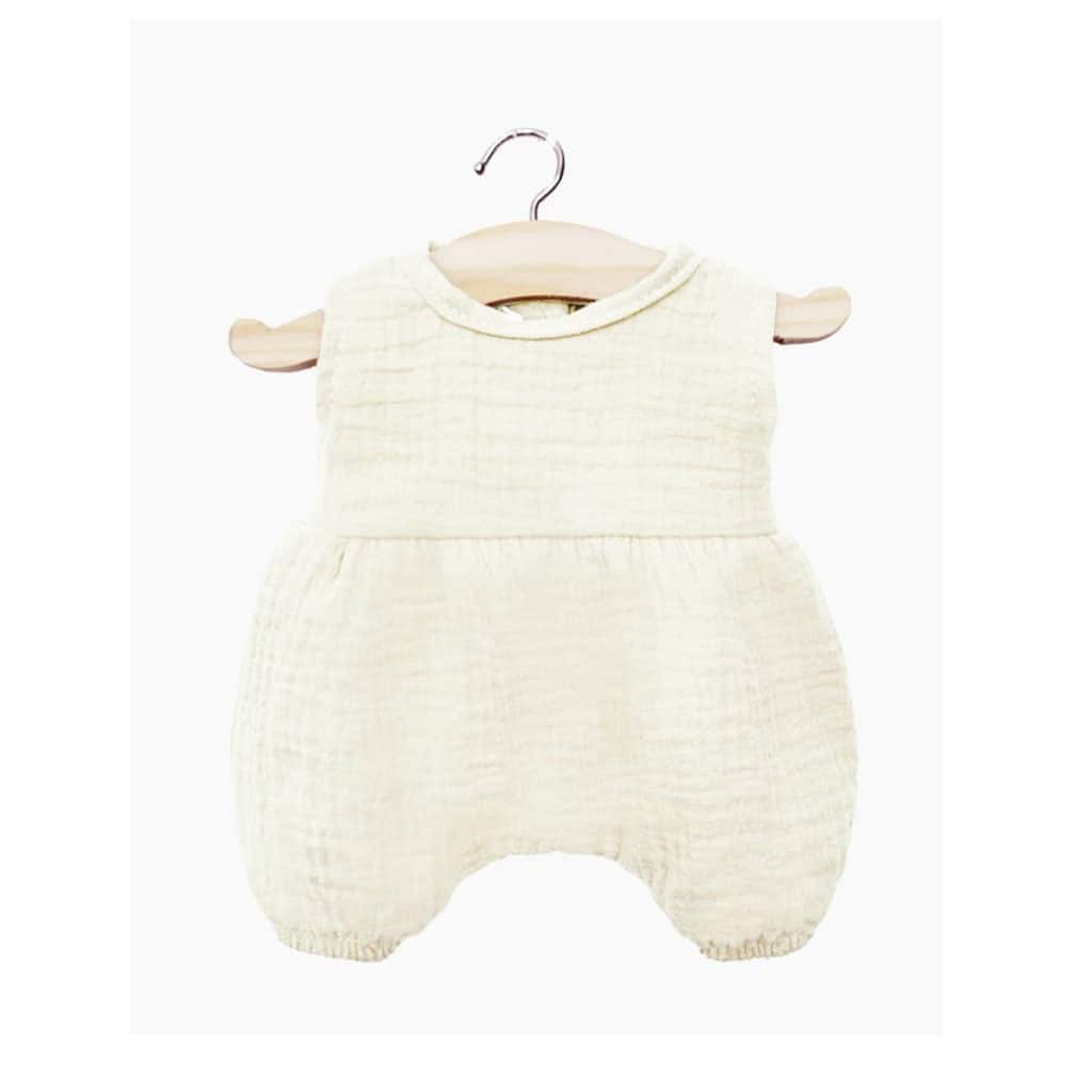 barboteuse gaze de coton écru, vue de face sur fond blanc