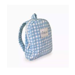 sac à dos vichy bleu, vue de face sur fond blanc