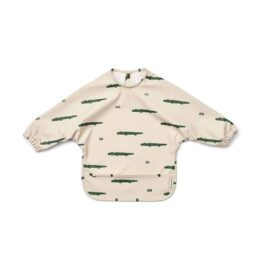 bavoir liewood manches longues crocodiles sur fond blanc