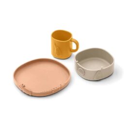 coffret repas liewood en silicone kine rose sur fond blanc