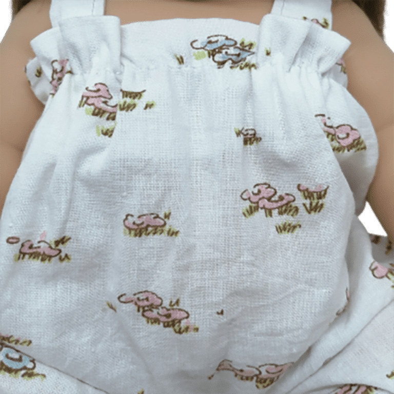 détail tissu barboteuse blanche fleurie littlemarmaille