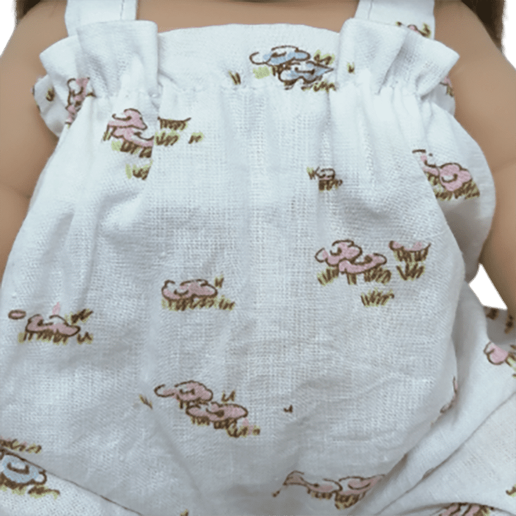 détail tissu barboteuse blanche fleurie littlemarmaille