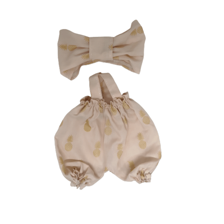 barboteuse rose ananas et son bandeau littlemarmaille sur fond blanc