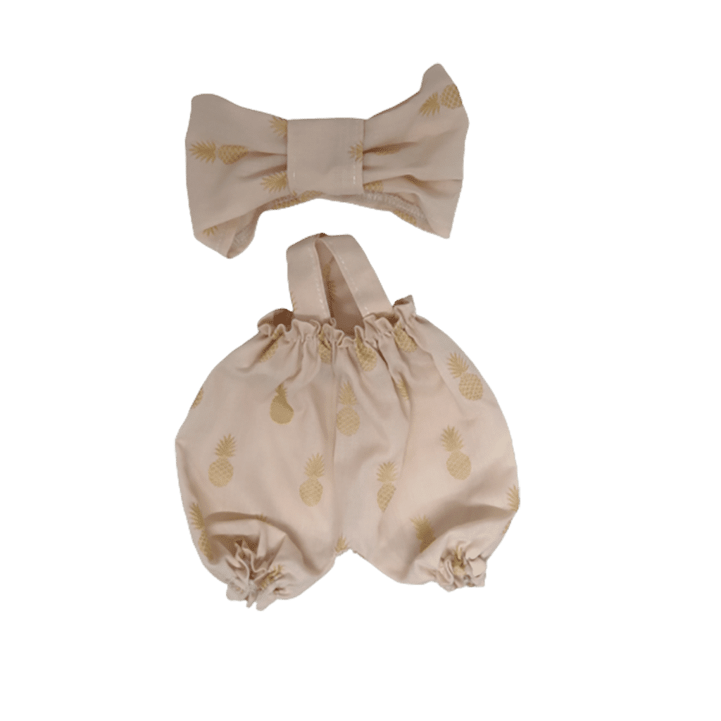 barboteuse rose ananas et son bandeau littlemarmaille sur fond blanc