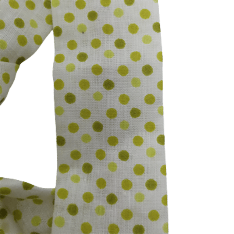 détail bandeau à pois verts sur fond blanc