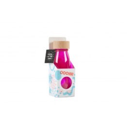 bouteille sensorielle rose fluo petit boum sur fond blanc