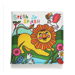 un livre de bain magique sur la jungle avec un lion en première de couverture, vue de face sur fond blanc