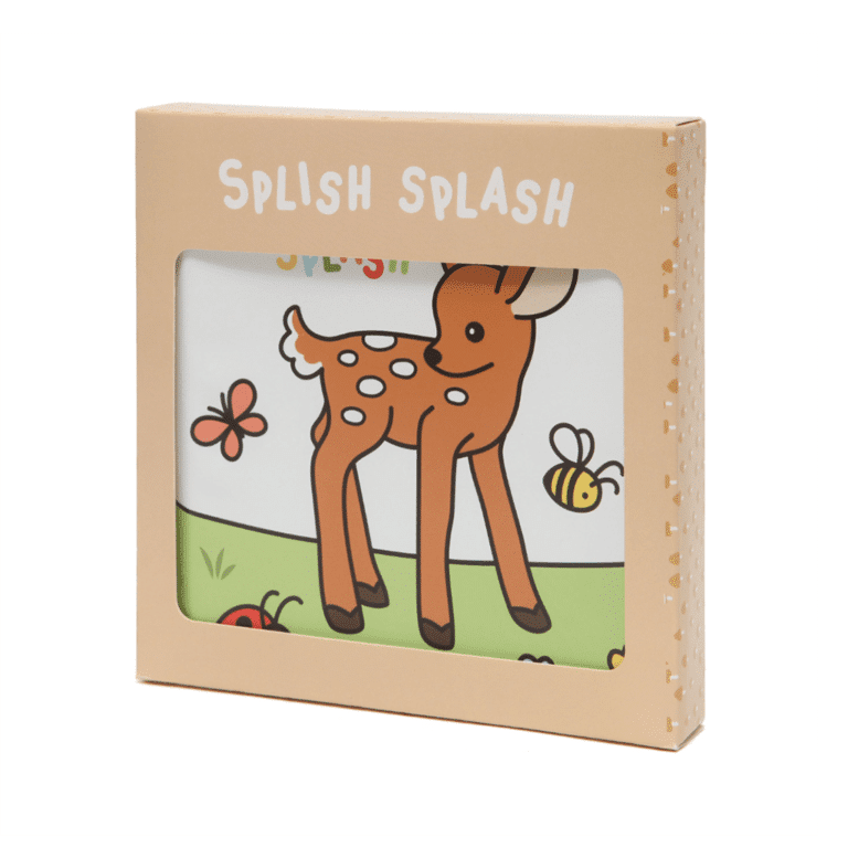 un livre de bain magique sur les saisons avec un fan en première de couverture, vue de face dans son emballage sur fond blanc