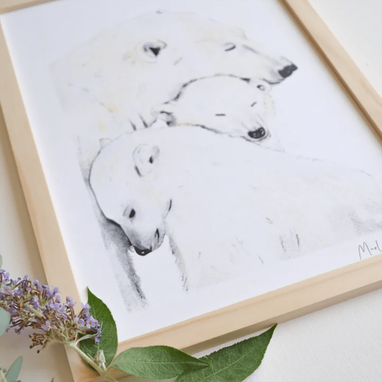 une affiche A4 famille ours Les aquarelles de Marlène, ambiance