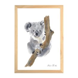 une affiche A4 koala Les Aquarelle de Marlène, vue de face sur fond blanc