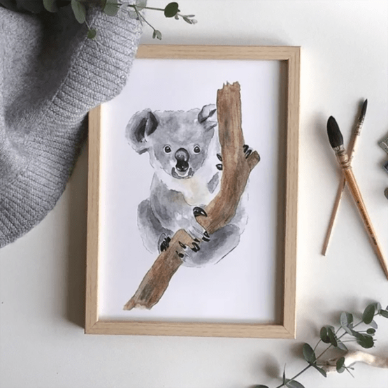 une affiche A4 koala Les Aquarelle de Marlène, ambiance