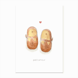 carte souliers petit amour barnabé aime le café sur fond blanc