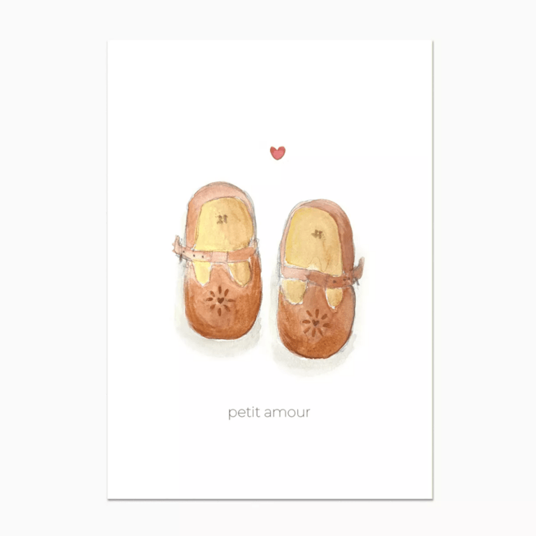 carte souliers petit amour barnabé aime le café sur fond blanc