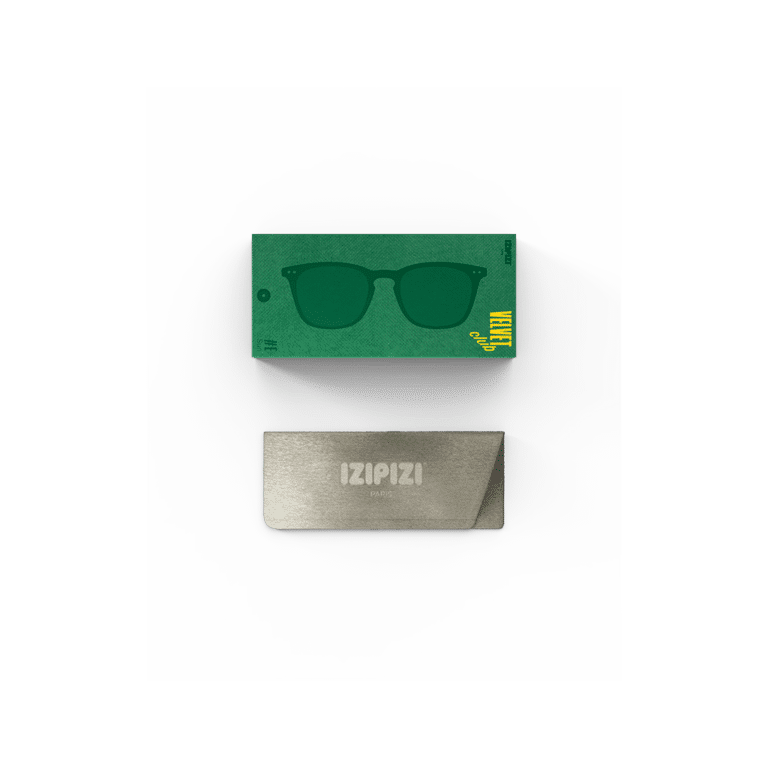 lunettes de soleil adulte E golden glow izipizi détail boîte sur fond blanc