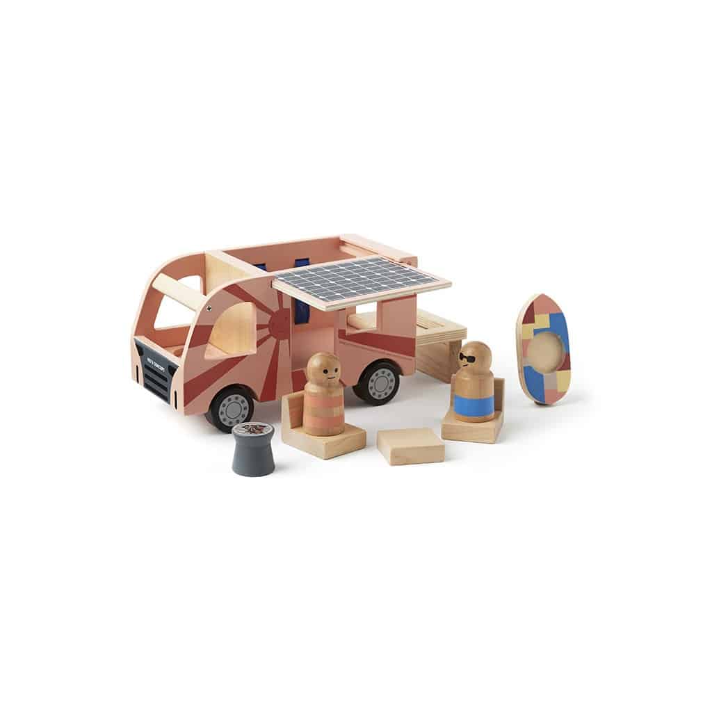 camping car van kid's concept face soleil sur fond blanc