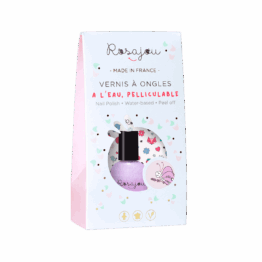 un vernis + tatouage violet "lavande" Rosajou, vue de face sur fond blanc