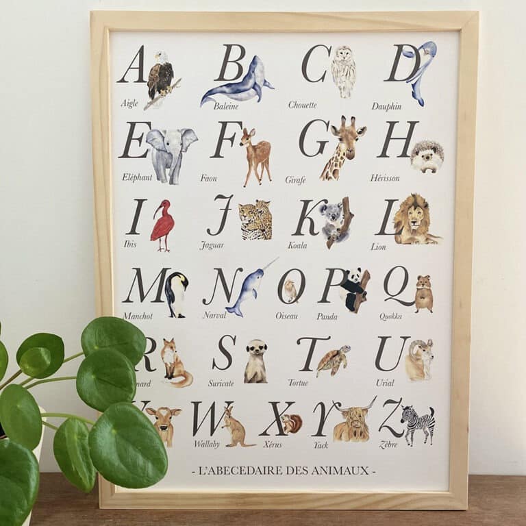 Une affiche A3 abécédaire de la nature Les Aquarelles de Marlène, ambiance