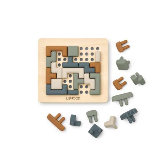 Puzzle de logique lonzo liewood en silicone et en bois