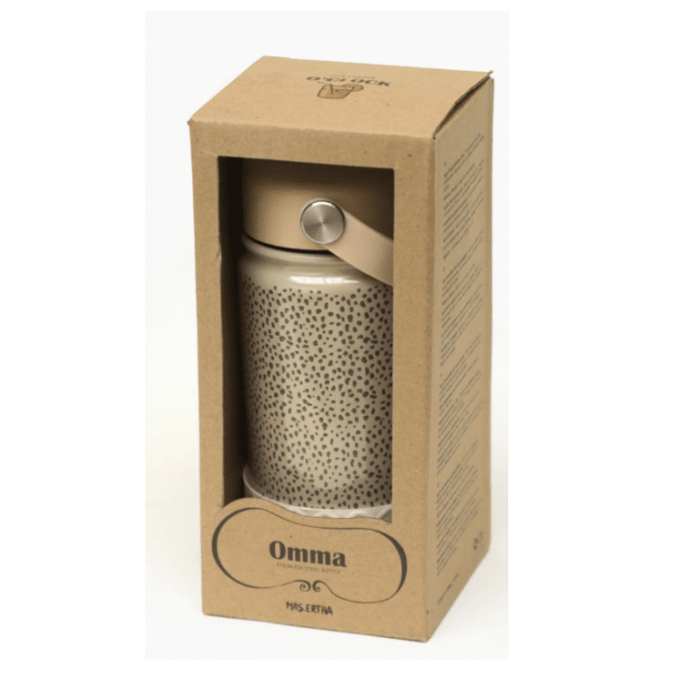 une gourde isotherme motif animal Mrs Ertha, vue de face sur fond blanc