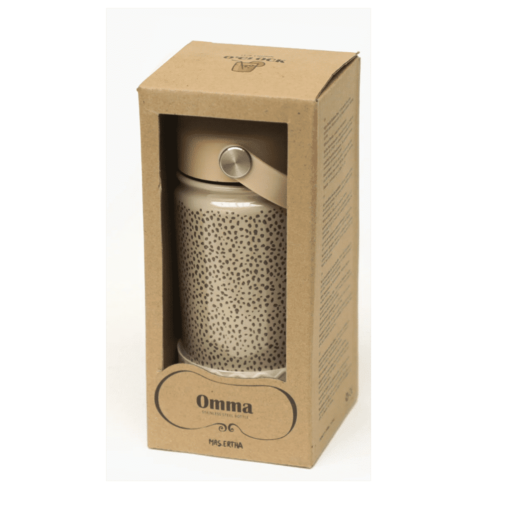 une gourde isotherme motif animal Mrs Ertha, vue de face sur fond blanc