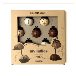 un puzzle casse-tête coccinelles Mrs Ertha, vue de face sur fond blanc