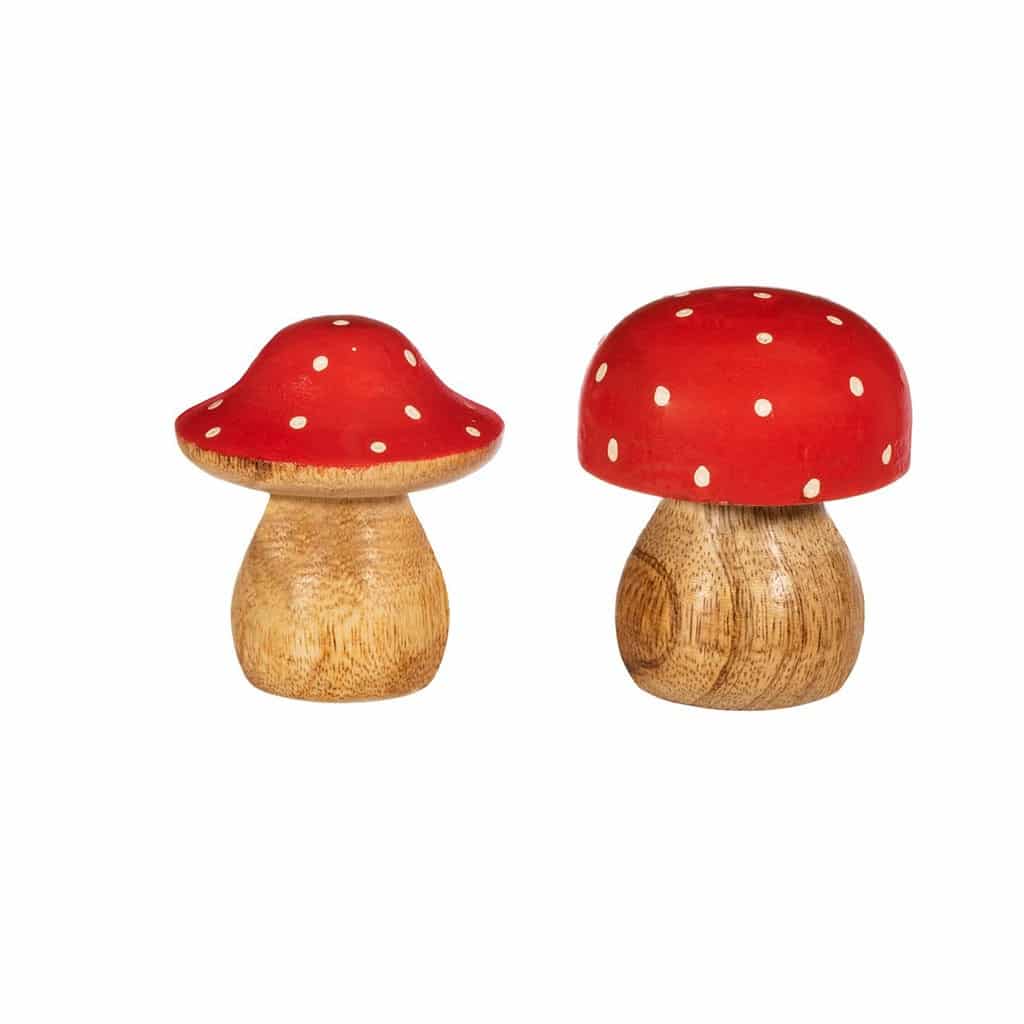 Champignon en bois rouge et blanc de la marque sass&belle