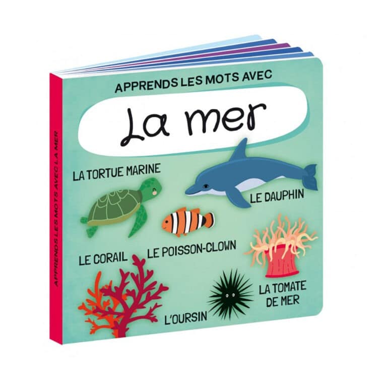 livre et puzzle apprends les mots de la mer sassi détail livre sur fond blanc