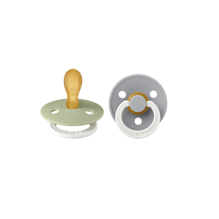 tétines colour sauge et nuage phosphorescente forme symétrique bibs sur fond blanc