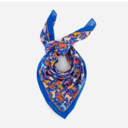 foulard adulte funky léo bleu fond blanc