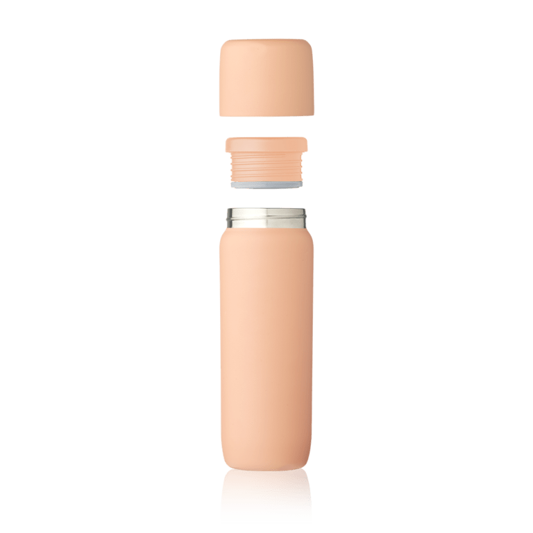 thermos liewood avec tasse rose détail produit sur fond blanc