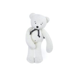 une peluche ours Méloé blanc Maïlou, vue de face sur fond blanc
