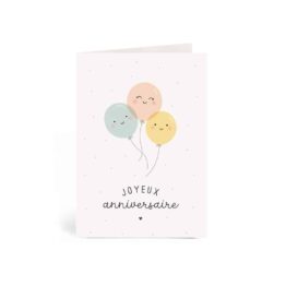 Carte Double - Joyeux Anniversaire Ballons - Zü