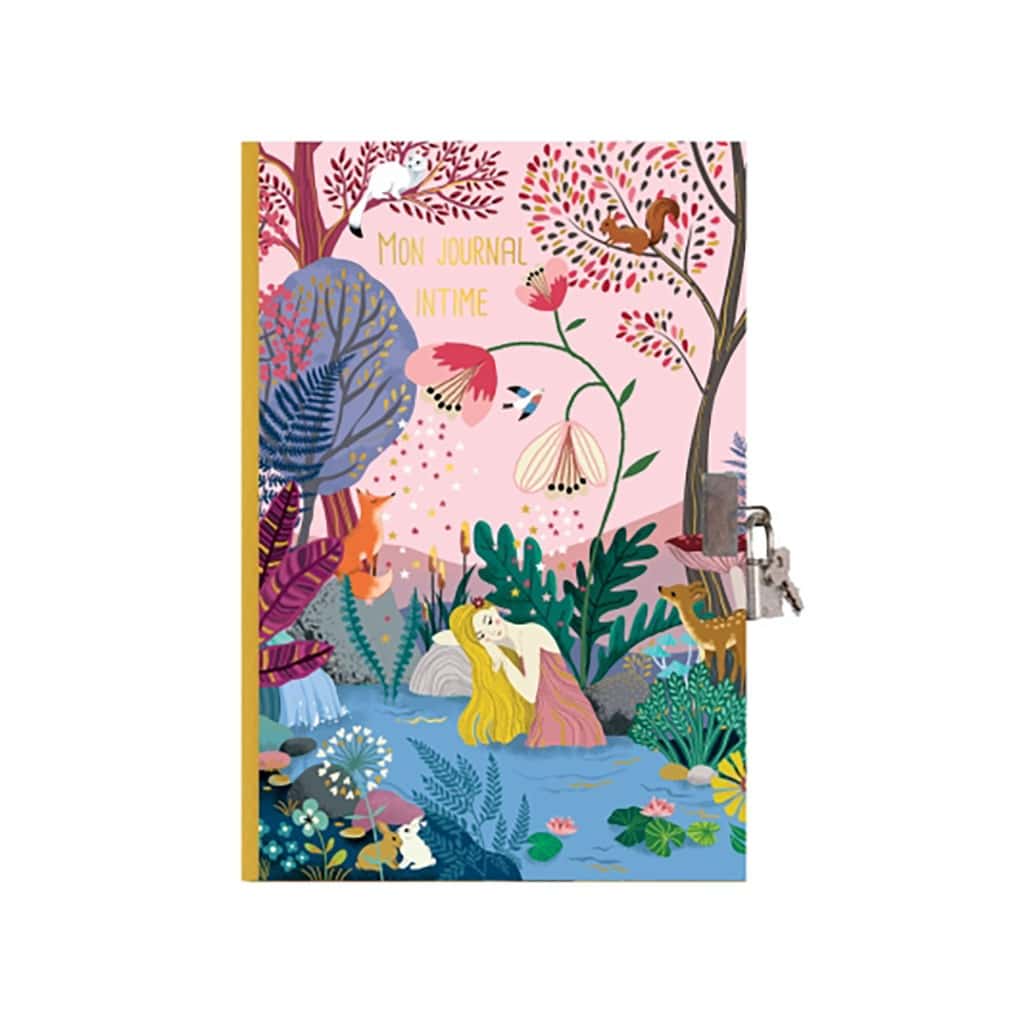 un journal intime forêt enchantée Cartes d'art, vue de face sur fond blanc