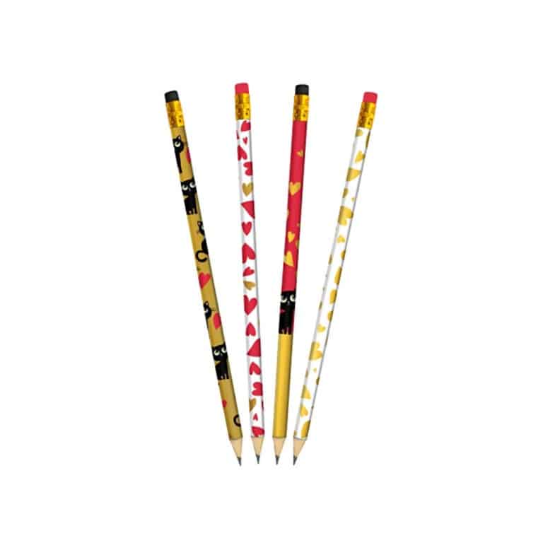 un lot de 4 cayons à papier chatons et cœurs CARTESDART, vue de face sur fond blanc