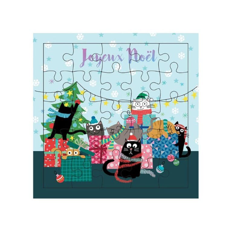 une carte puzzle joyeux noël Cartes D'art, vue de face sur fond blanc