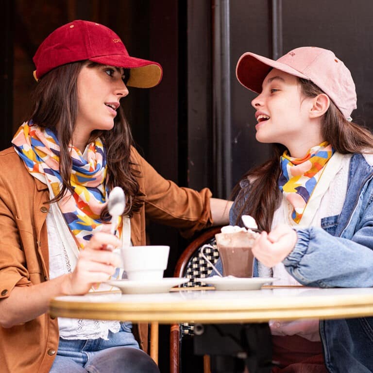 duo mère fille foulard flower power écru