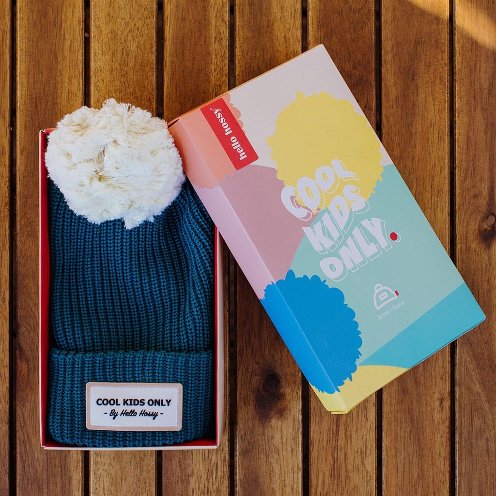 bonnet enfant block duck hello hossy avec pompon détail boîte de rangement