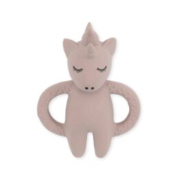 un anneau de dentition licorne Konges Slojd, vue de face sur fond blanc