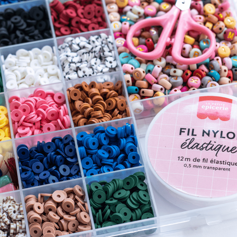 boîte de perles heishi et accessoires 6mm naturelle la petite épicerie détail perles