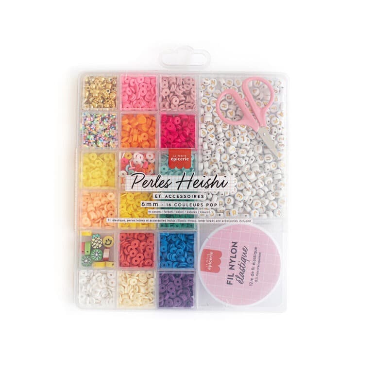 boîte de perles heishi et accessoires 6mm pop la petite épicerie sur fond blanc