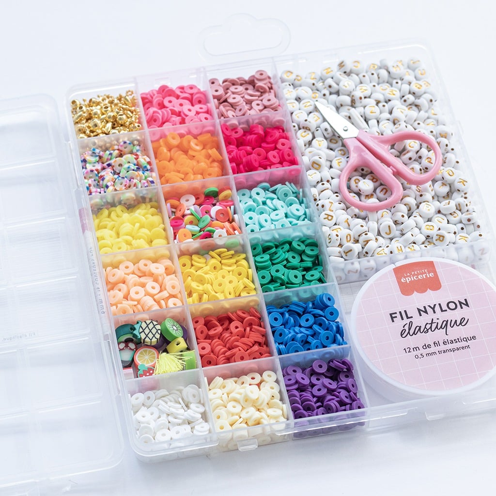 boîte de perles heishi et accessoires 6mm pop la petite épicerie détail couleurs